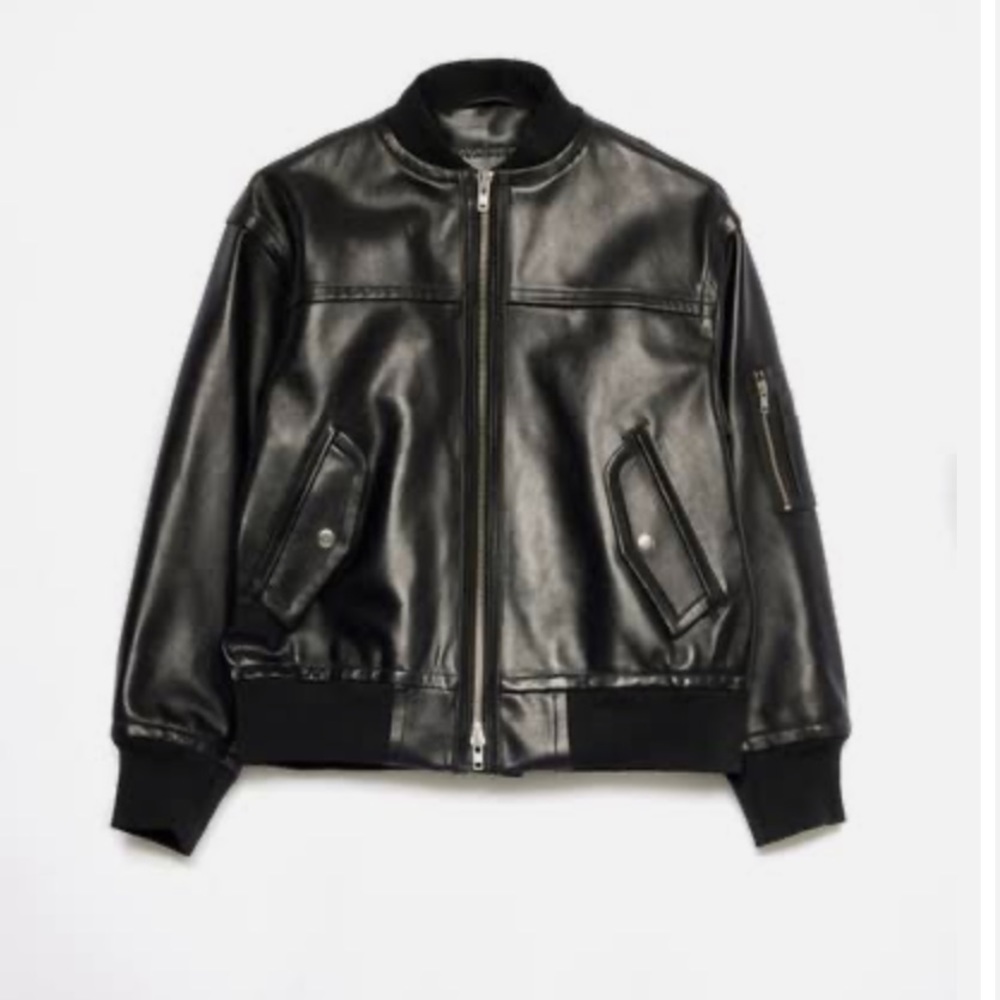 Stand Studio black icon bomber leather lambskin jacket FR 36 / US small